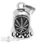 Preview: Hanfblatt Biker-Bell aus Edelstahl mit Flammen Weed Leaf Ride Bell Glücksbringer Preview: Hanfblatt Biker-Bell aus Edelstahl mit Flammen Weed Leaf Ride Bell Glücksbringer